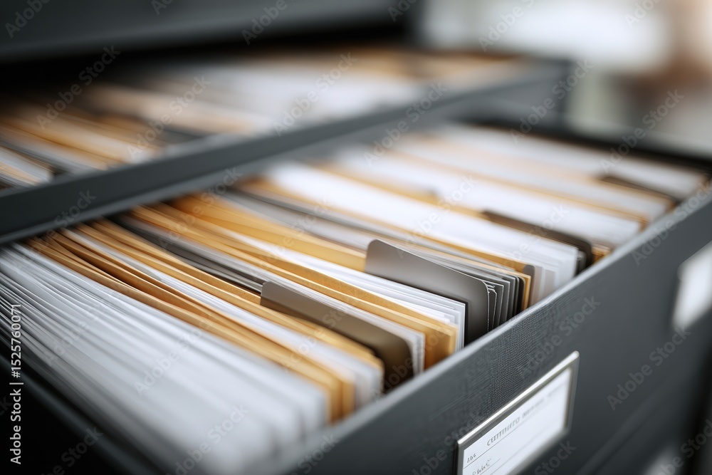 Certified quality system documentation with structured filing and compliance folders, ideal for illustrating ISO audit preparation, document control, and professional regulatory workflow